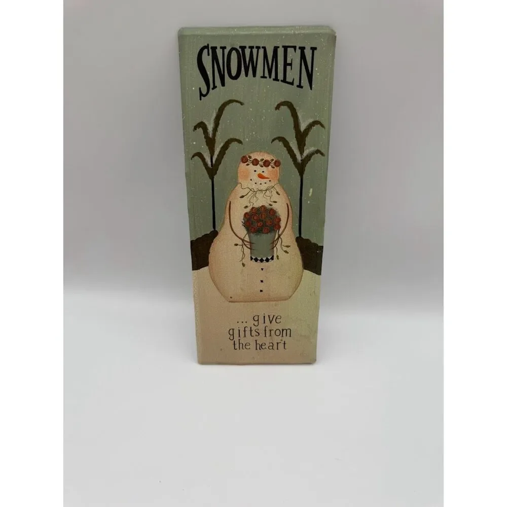 Rustic country-style snowman sign